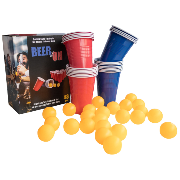 Drinking Game Beer Pong Set with 24 Cups and 24 Balls Plasti